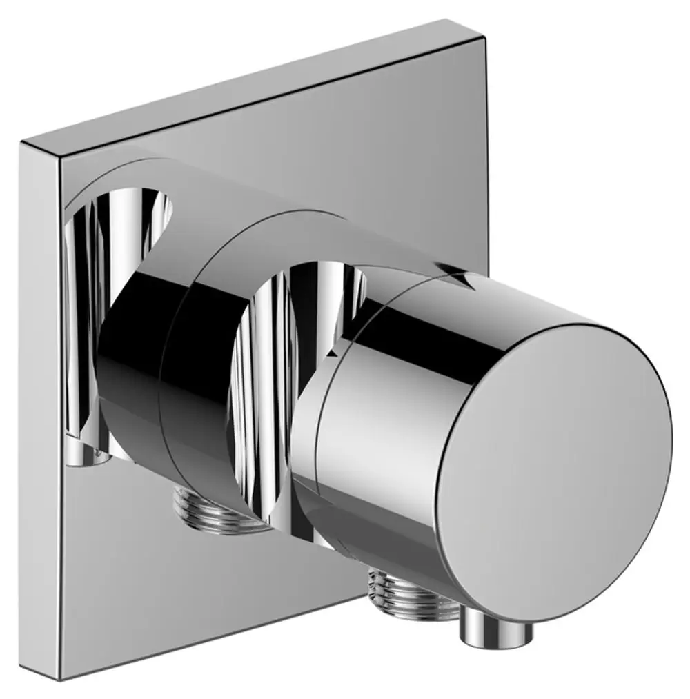 2-Wege Umstellventil von Keuco mit verchromter Oberfläche, eckigem Design, für Schlauchanschluss und Brause. Montageteil für Badezimmerarmaturen.